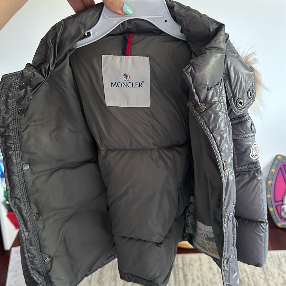 Authentic Moncler unisex goose down jacket with asiatic raccoon fur insert